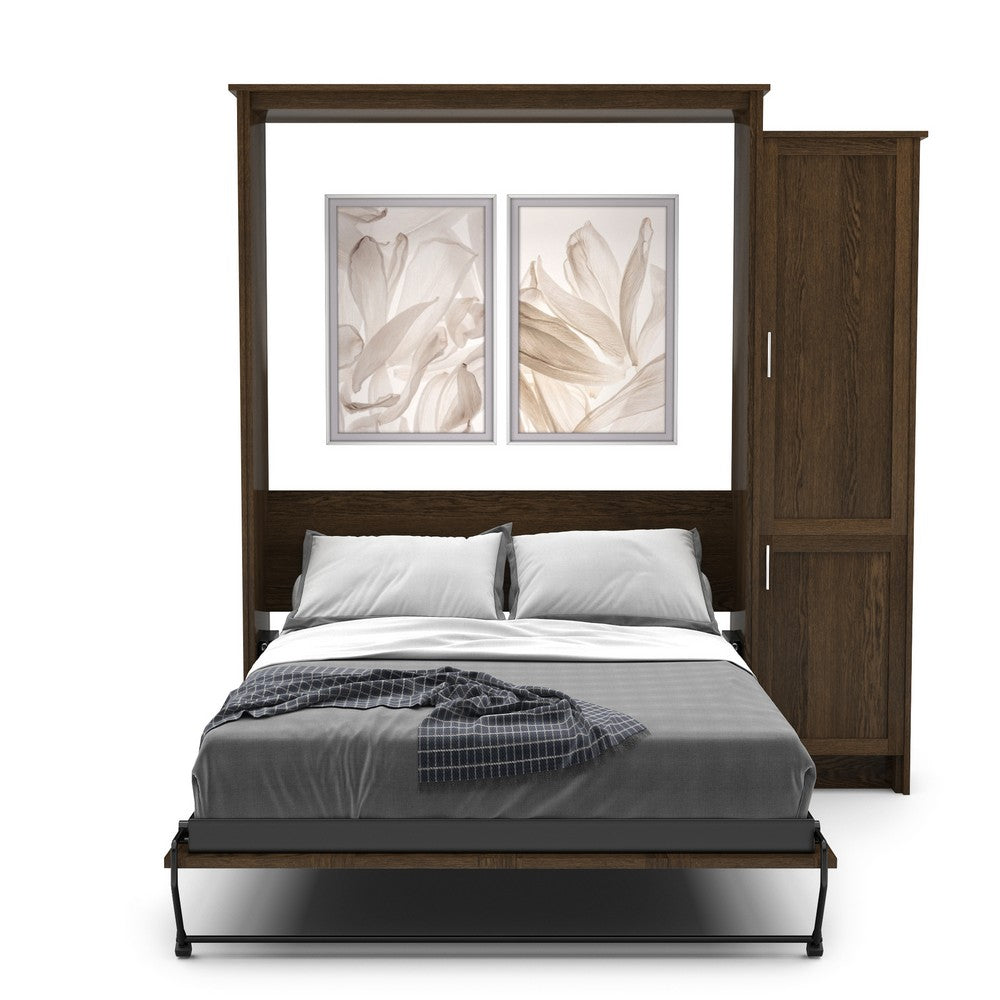 King Size Murphy Bed - Right Cabinet, Shaker Style, Brushed Nickel Pulls - Murphy Door