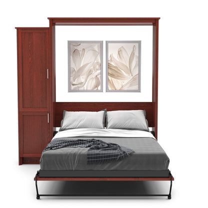 King Size Murphy Bed - Left Cabinet, Shaker Style, Brushed Nickel Pulls