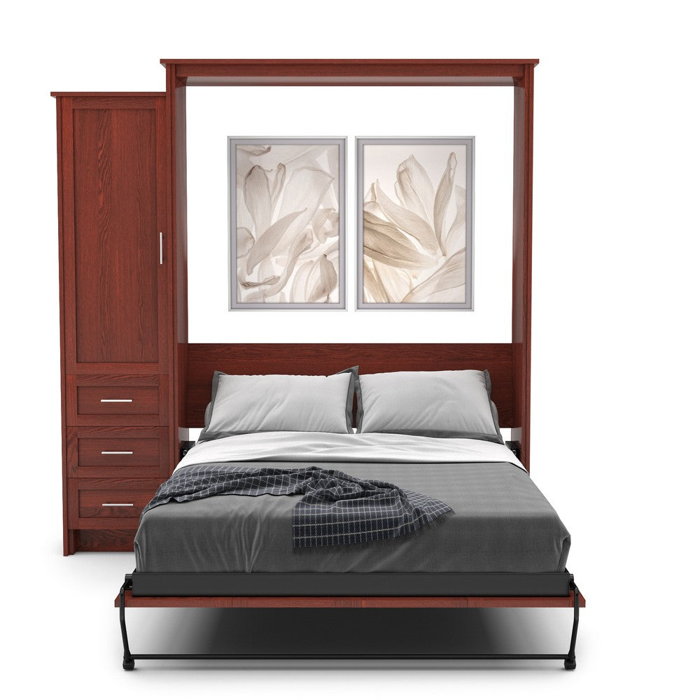 King Size Murphy Bed - Left Cabinet, Shaker Style, Brushed Nickel Pulls