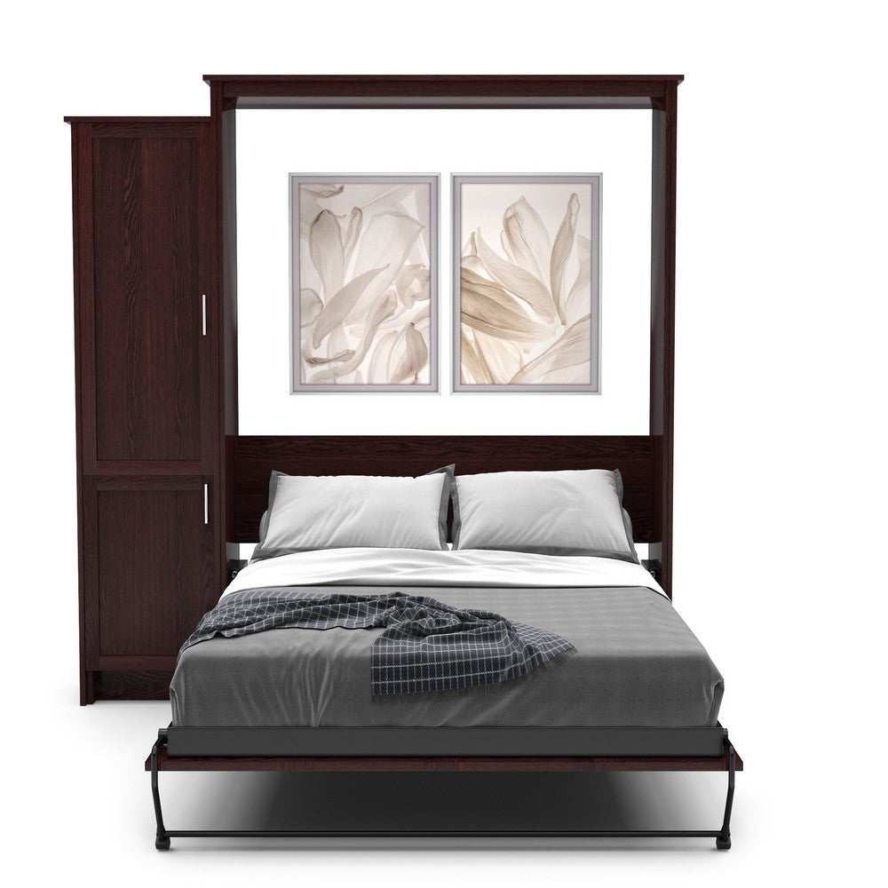 King Size Murphy Bed - Left Cabinet, Shaker Style, Brushed Nickel Pulls
