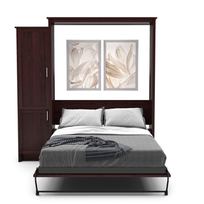 King Size Murphy Bed - Left Cabinet, Shaker Style, Brushed Nickel Pulls