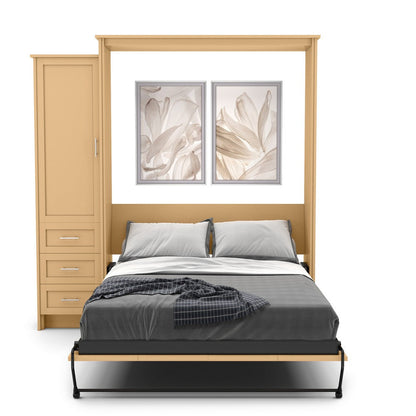 King Size Murphy Bed - Left Cabinet, Shaker Style, Brushed Nickel Pulls
