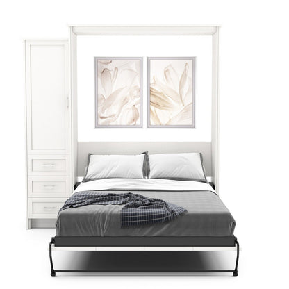 King Size Murphy Bed - Left Cabinet, Shaker Style, Brushed Nickel Pulls