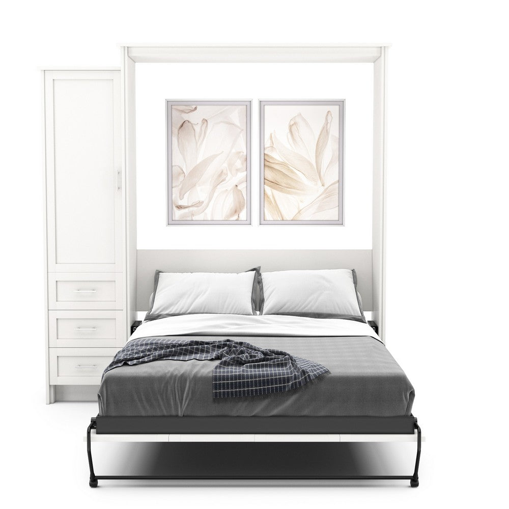 Queen Size Murphy Bed - Left Cabinet, Shaker Style, Brushed Nickel Pulls