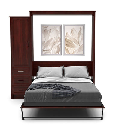 Queen Size Murphy Bed - Left Cabinet, Shaker Style, Brushed Nickel Pulls