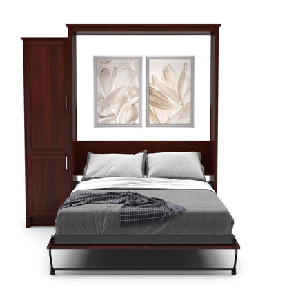Full Size Murphy Bed - Left Cabinet, Shaker Style, Brushed Nickel Pulls