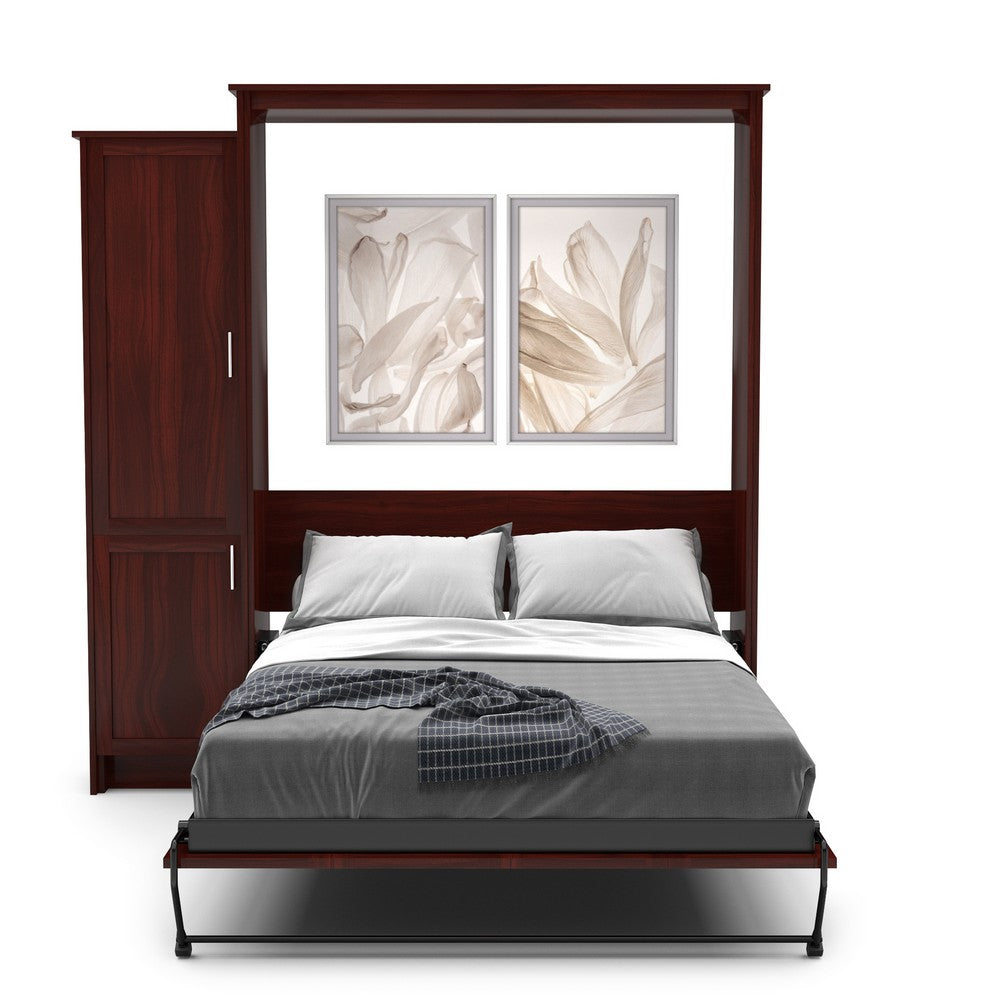 King Size Murphy Bed - Left Cabinet, Shaker Style, Brushed Nickel Pulls