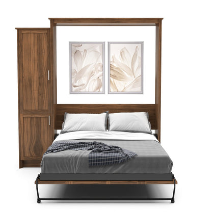 Queen Size Murphy Bed - Left Cabinet, Shaker Style, Brushed Nickel Pulls