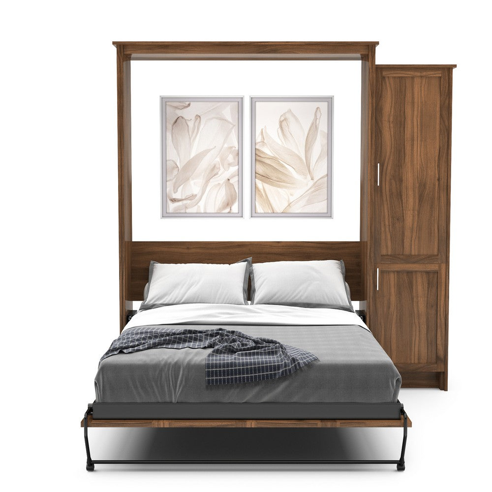 Full Size Murphy Bed - Right Cabinet, Shaker Style, Brushed Nickel Pulls - Murphy Door