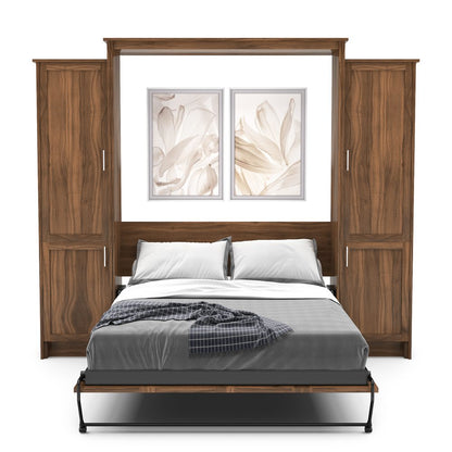 Queen Size Murphy Bed - Left & Right Cabinet, Shaker Style, Brushed Nickel Pulls - Murphy Door
