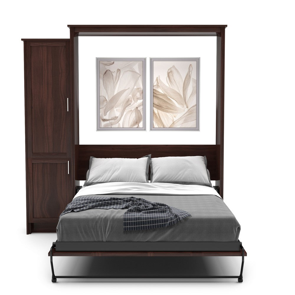Twin Size Murphy Bed - Left Cabinet, Shaker Style, Brushed Nickel Pulls