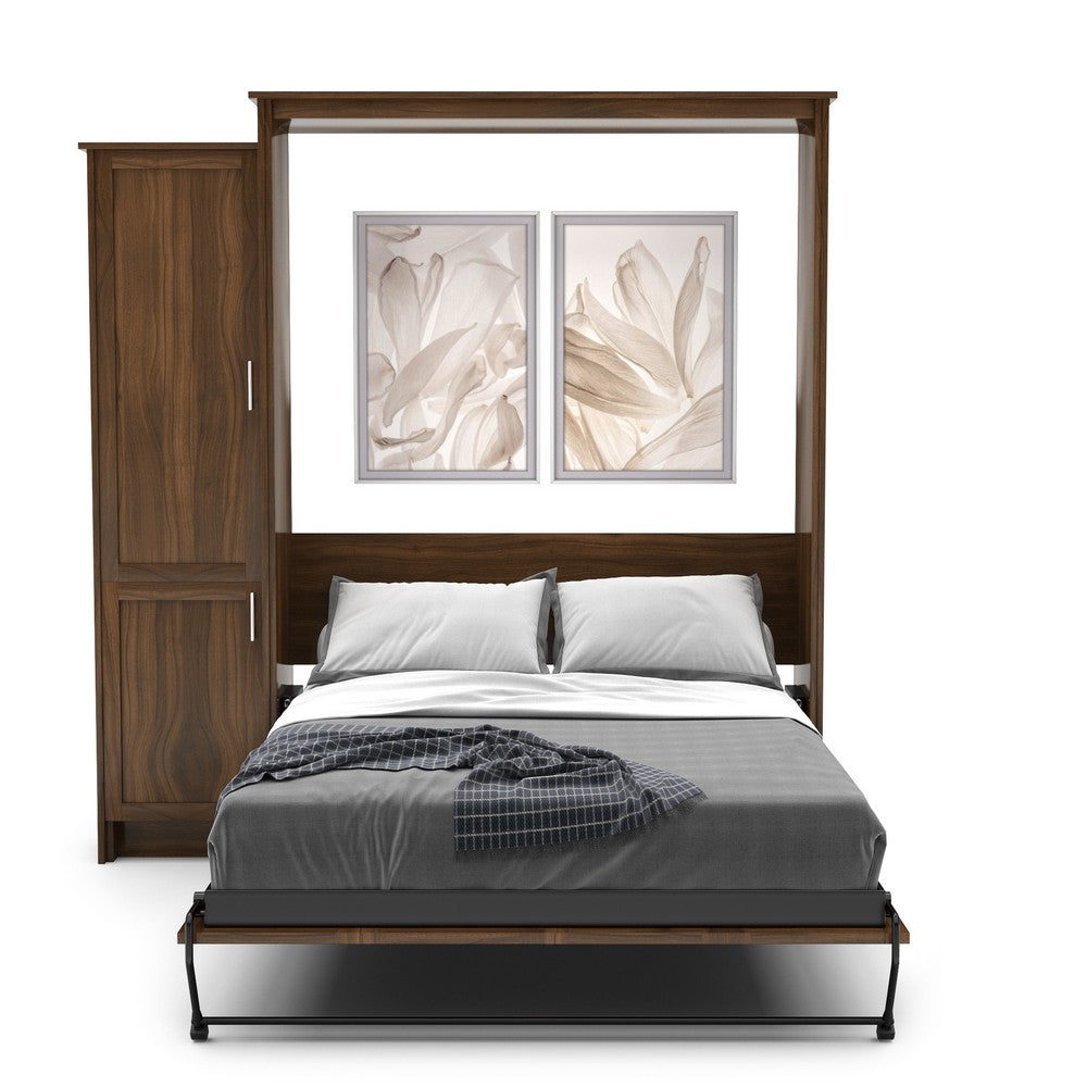 Queen Size Murphy Bed - Left Cabinet, Shaker Style, Brushed Nickel Pulls