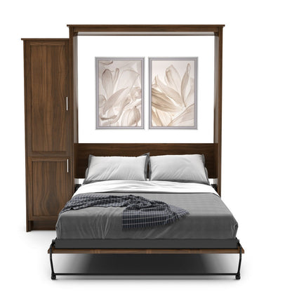 Queen Size Murphy Bed - Left Cabinet, Shaker Style, Brushed Nickel Pulls