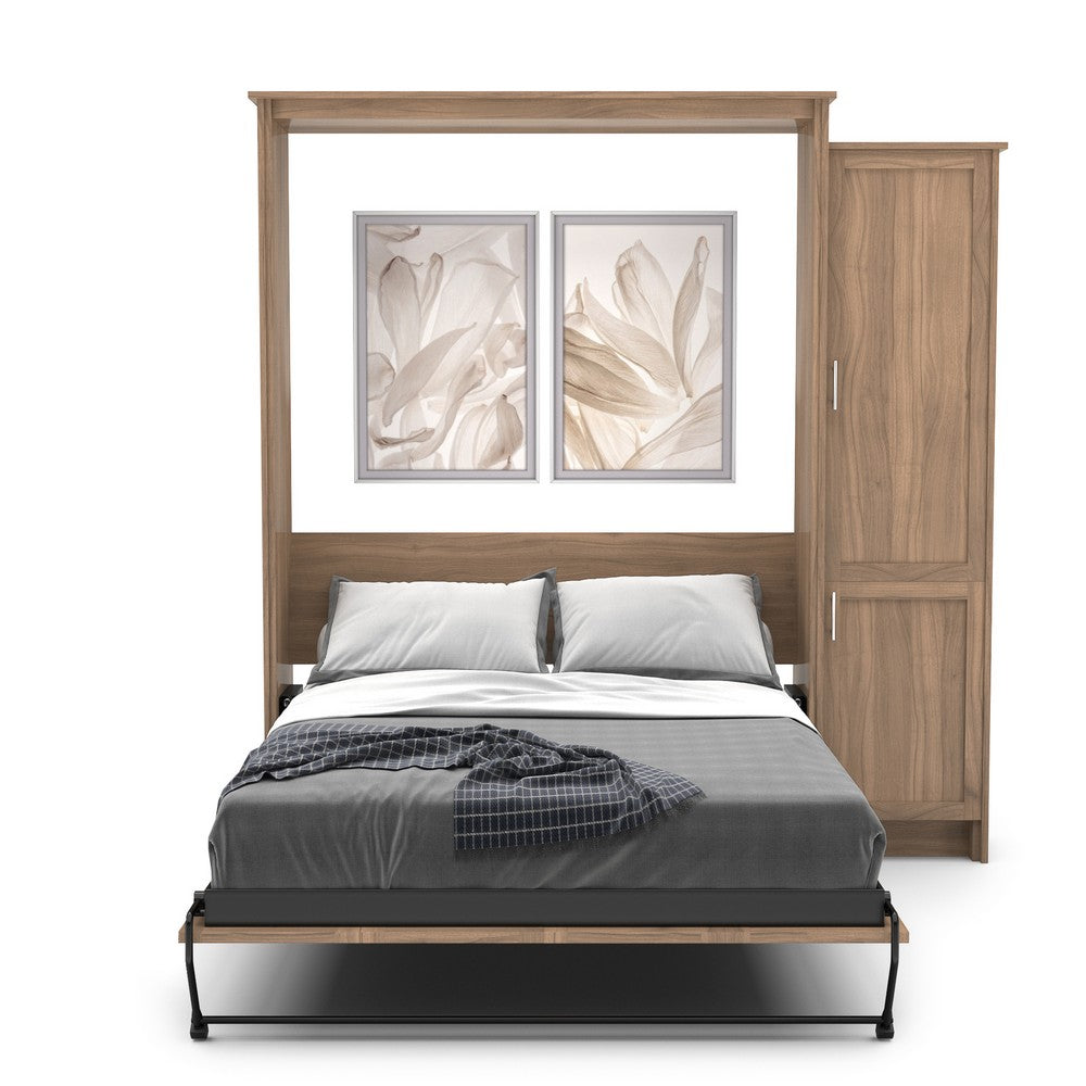 Full Size Murphy Bed - Right Cabinet, Shaker Style, Brushed Nickel Pulls - Murphy Door