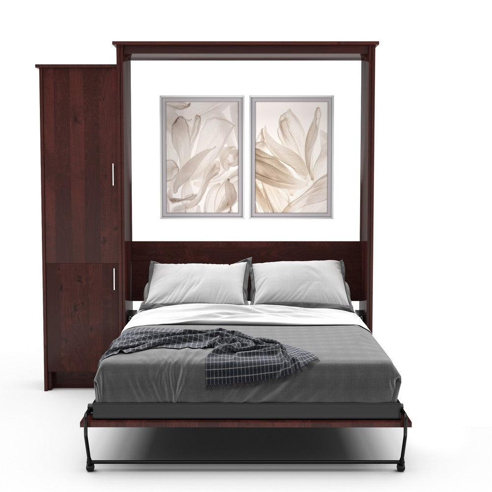 Queen Size Murphy Bed - Left Cabinet, Slab Style, Brushed Nickel Pulls - Murphy Door, Inc.