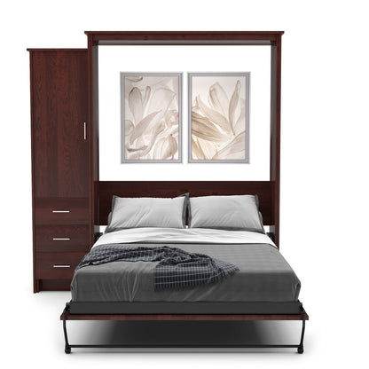 Full Size Murphy Bed - Left Cabinet, Slab Style, Brushed Nickel Pulls - Murphy Door, Inc.