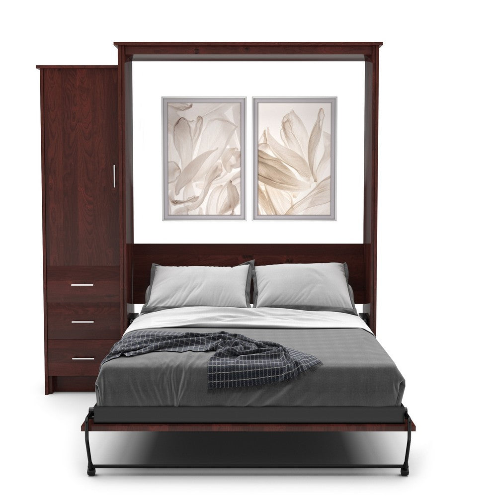 Queen Size Murphy Bed - Left Cabinet, Slab Style, Brushed Nickel Pulls - Murphy Door, Inc.
