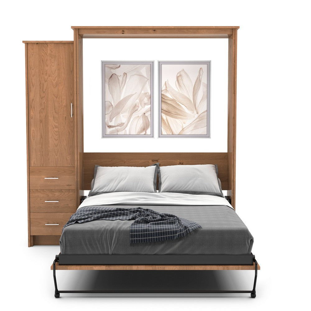 Full Size Murphy Bed - Left Cabinet, Slab Style, Brushed Nickel Pulls - Murphy Door, Inc.