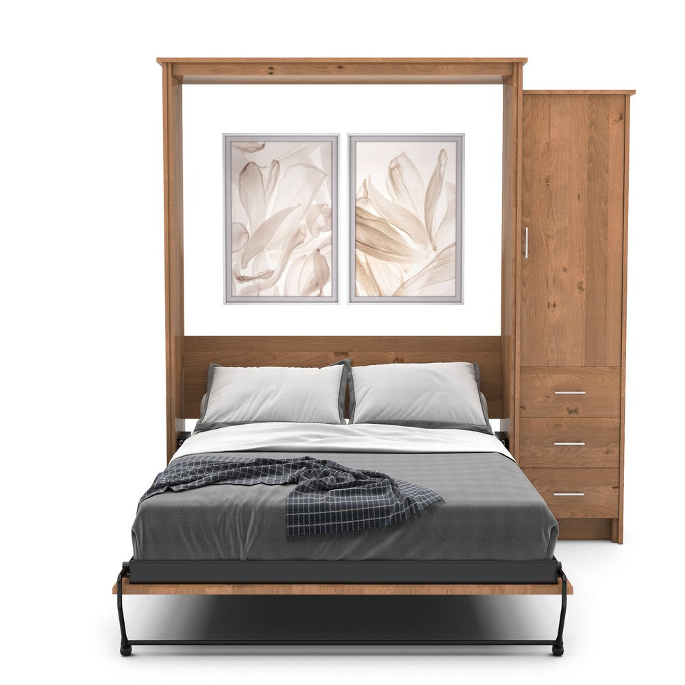 King Size Murphy Bed - Right Cabinet, Slab Style, Brushed Nickel Pulls - Murphy Door