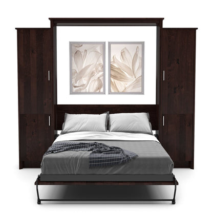 Twin Size Murphy Bed - Left & Right Cabinet, Slab Style, Brushed Nickel Pulls - Murphy Door