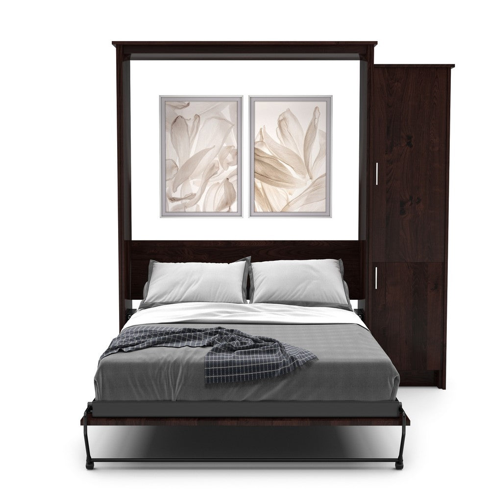 King Size Murphy Bed - Right Cabinet, Slab Style, Brushed Nickel Pulls - Murphy Door