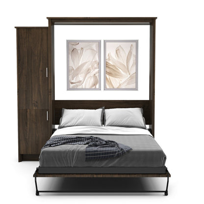 Full Size Murphy Bed - Left Cabinet, Slab Style, Brushed Nickel Pulls - Murphy Door, Inc.