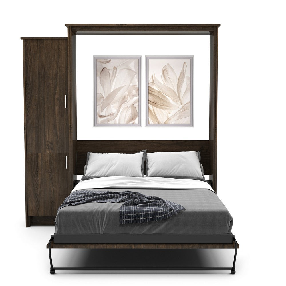 Full Size Murphy Bed - Left Cabinet, Slab Style, Brushed Nickel Pulls - Murphy Door, Inc.
