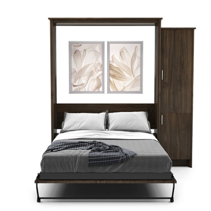 Twin Size Murphy Bed - Right Cabinet, Slab Style, Brushed Nickel Pulls - Murphy Door