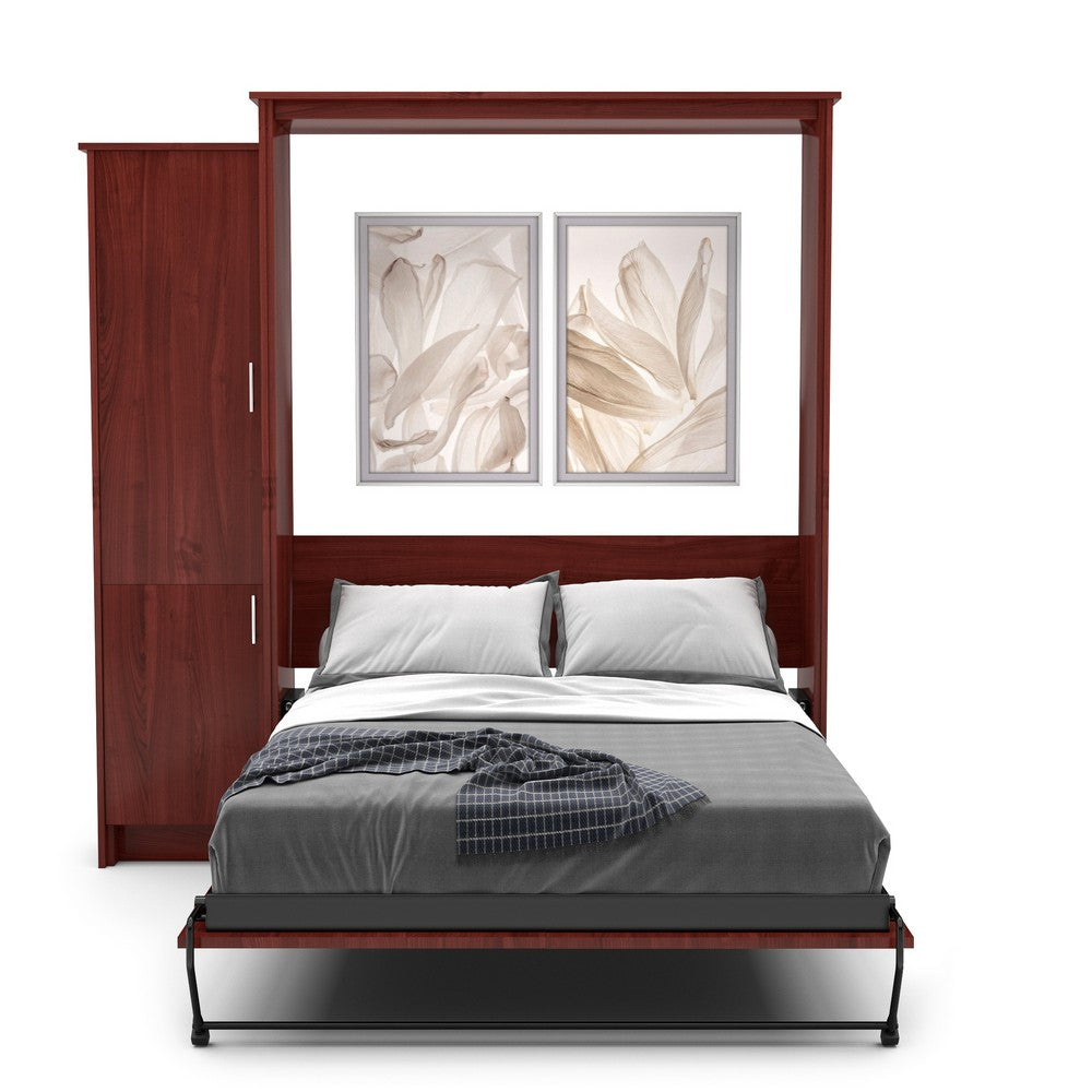 Queen Size Murphy Bed - Left Cabinet, Slab Style, Brushed Nickel Pulls - Murphy Door, Inc.