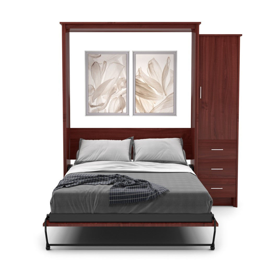 Full Size Murphy Bed - Right Cabinet, Slab Style, Brushed Nickel Pulls - Murphy Door