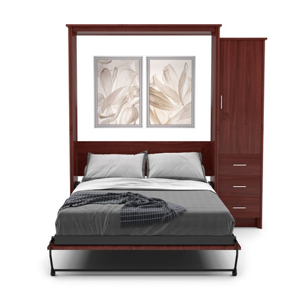 Twin Size Murphy Bed - Right Cabinet, Slab Style, Brushed Nickel Pulls - Murphy Door