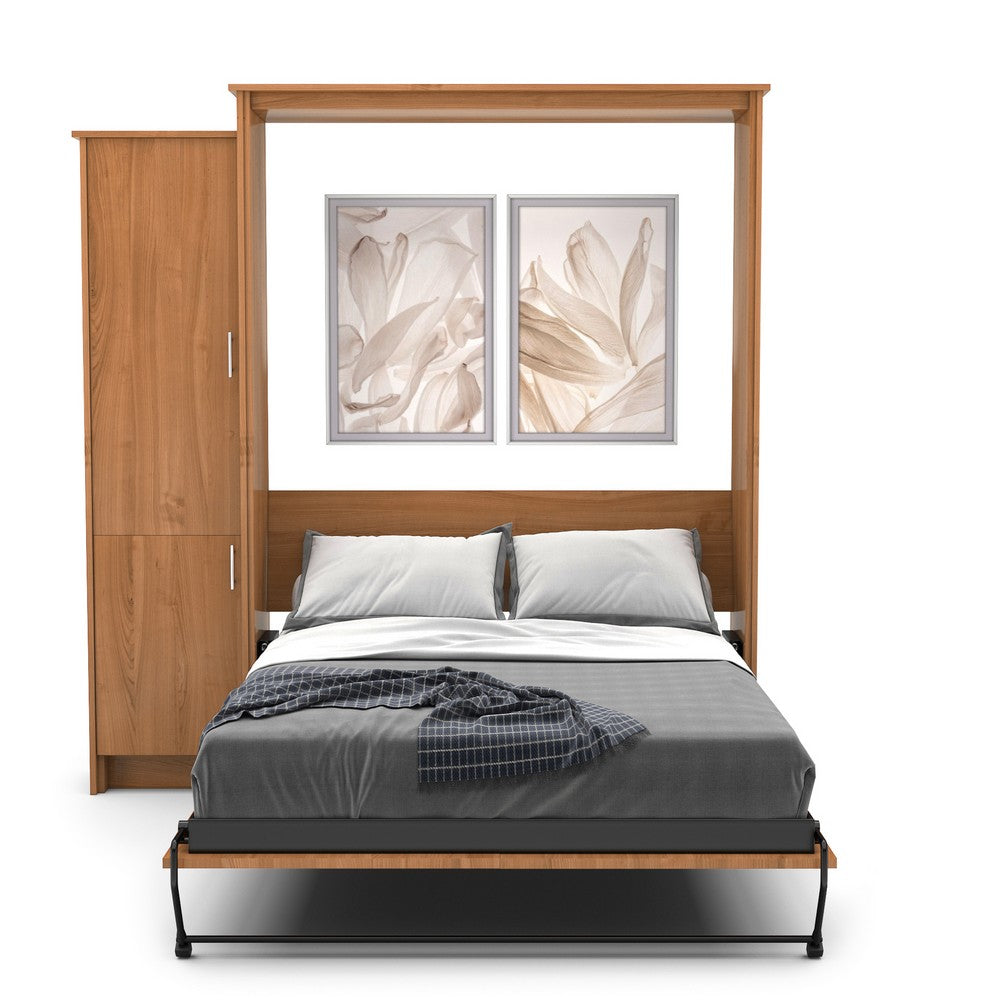 Queen Size Murphy Bed - Left Cabinet, Slab Style, Brushed Nickel Pulls - Murphy Door, Inc.
