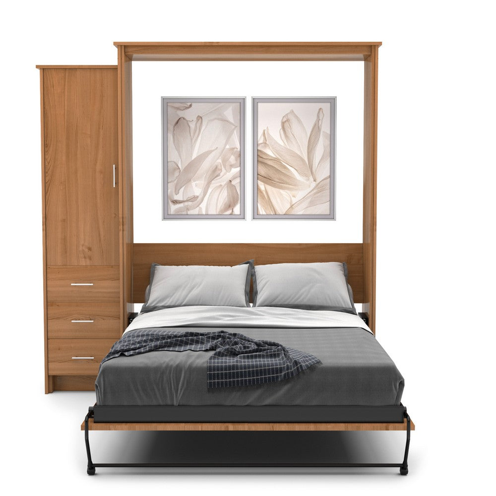 Queen Size Murphy Bed - Left Cabinet, Slab Style, Brushed Nickel Pulls - Murphy Door, Inc.