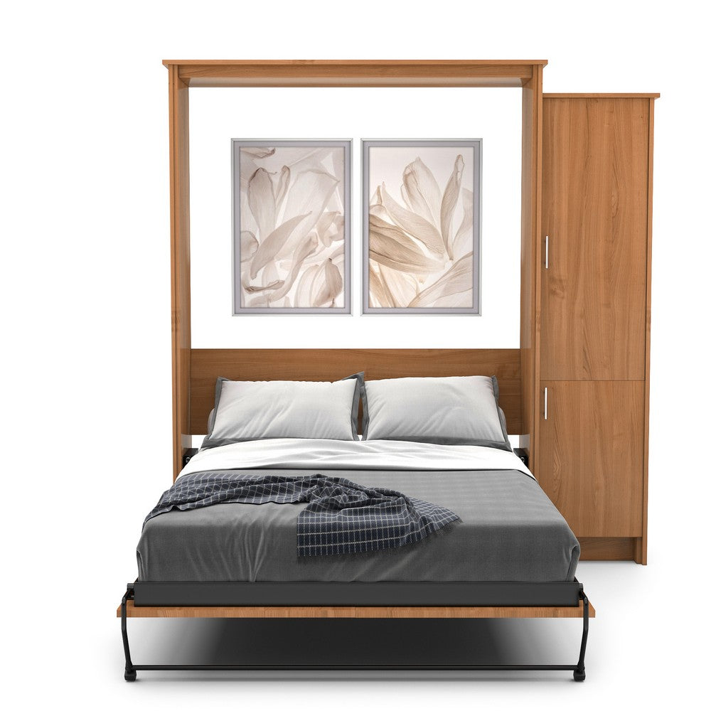 Twin Size Murphy Bed - Right Cabinet, Slab Style, Brushed Nickel Pulls - Murphy Door