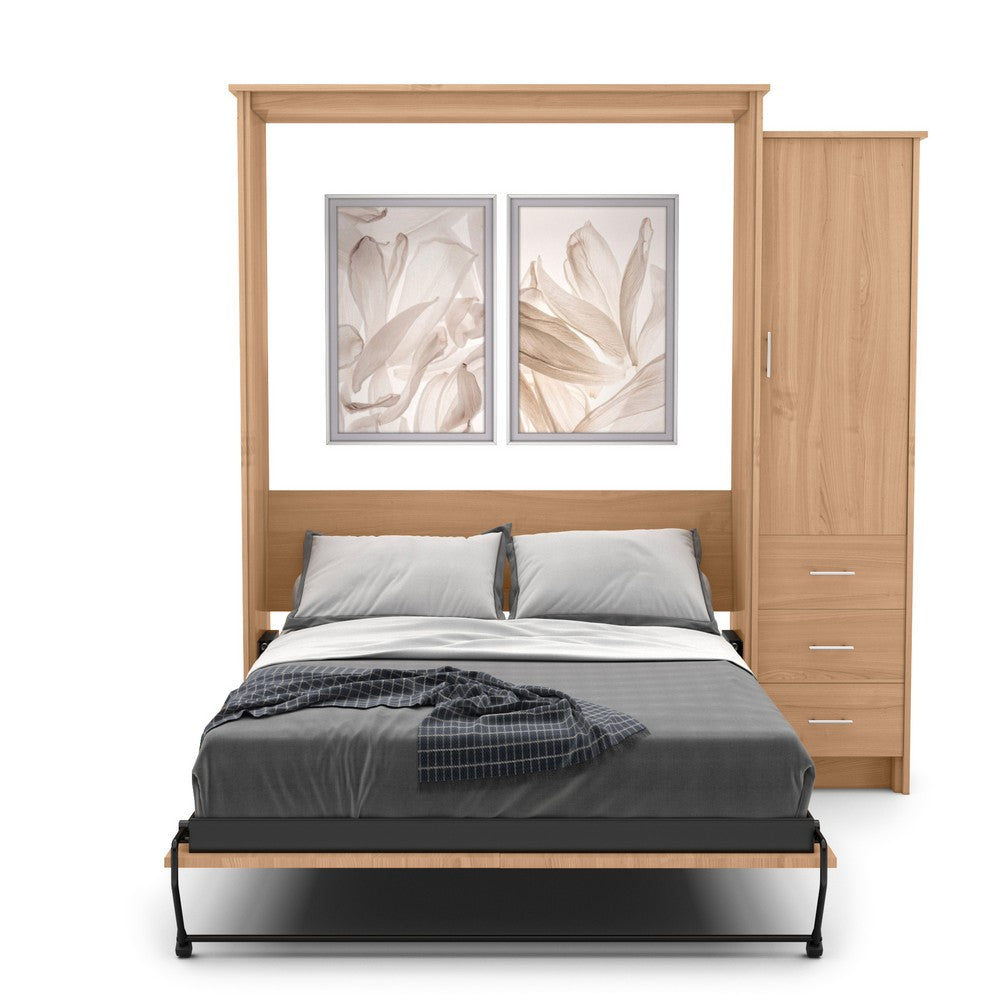 King Size Murphy Bed - Right Cabinet, Slab Style, Brushed Nickel Pulls - Murphy Door