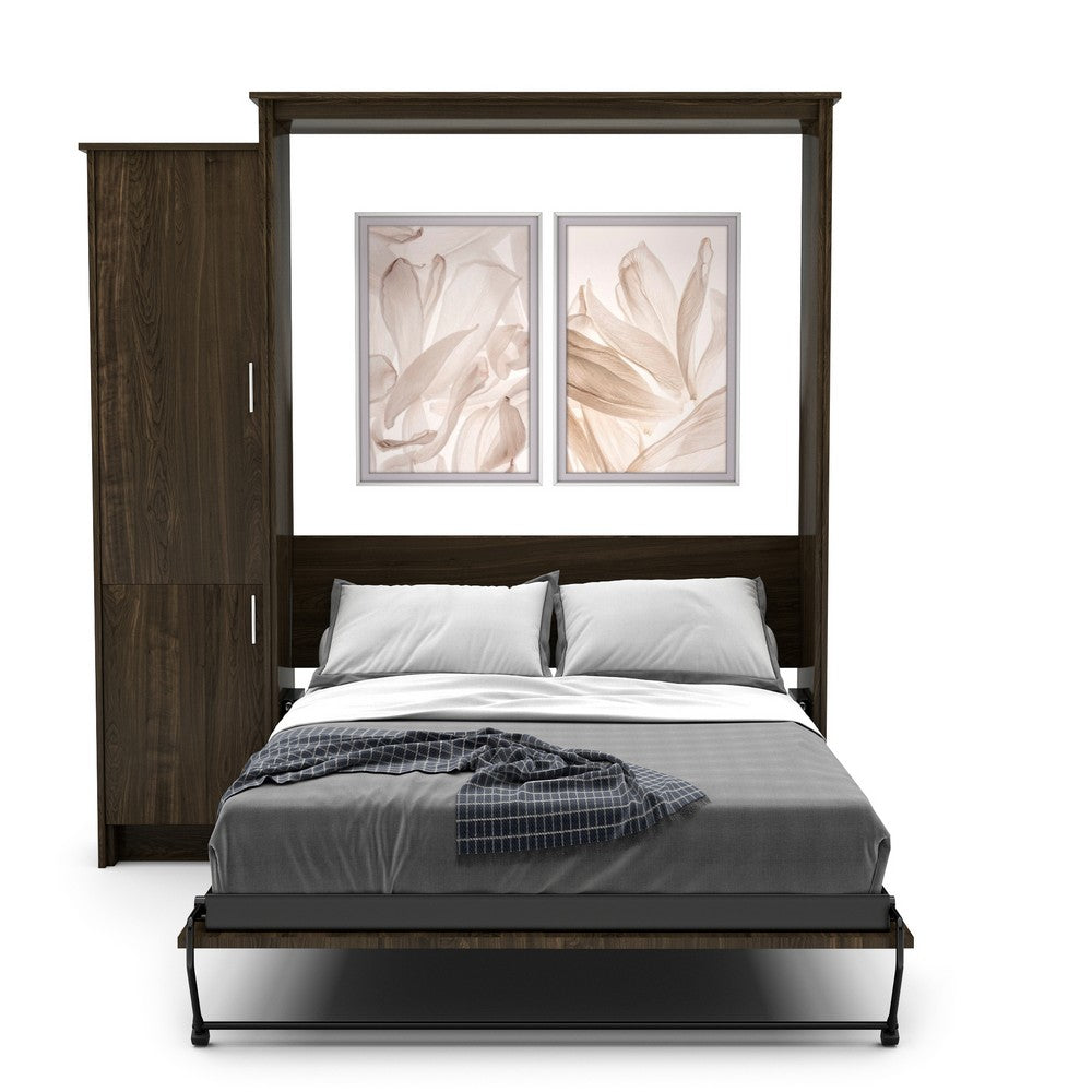 Queen Size Murphy Bed - Left Cabinet, Slab Style, Brushed Nickel Pulls - Murphy Door, Inc.