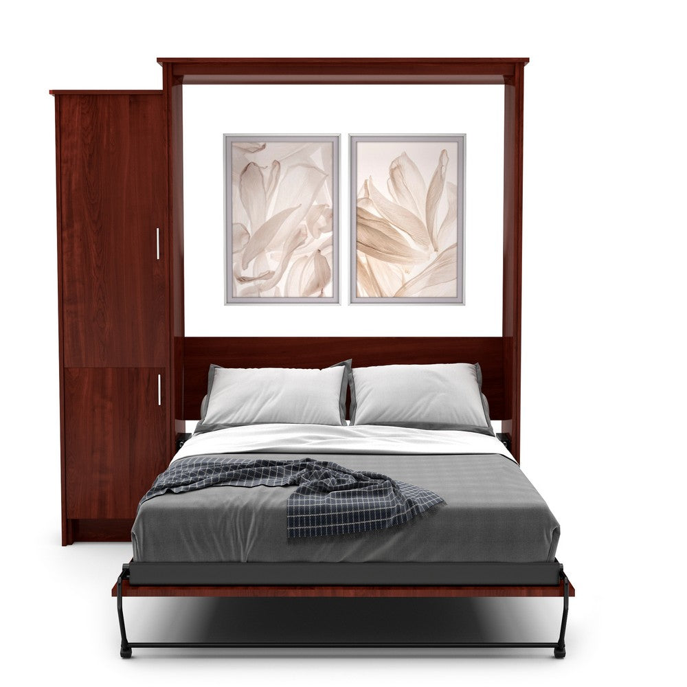 Queen Size Murphy Bed - Left Cabinet, Slab Style, Brushed Nickel Pulls - Murphy Door, Inc.