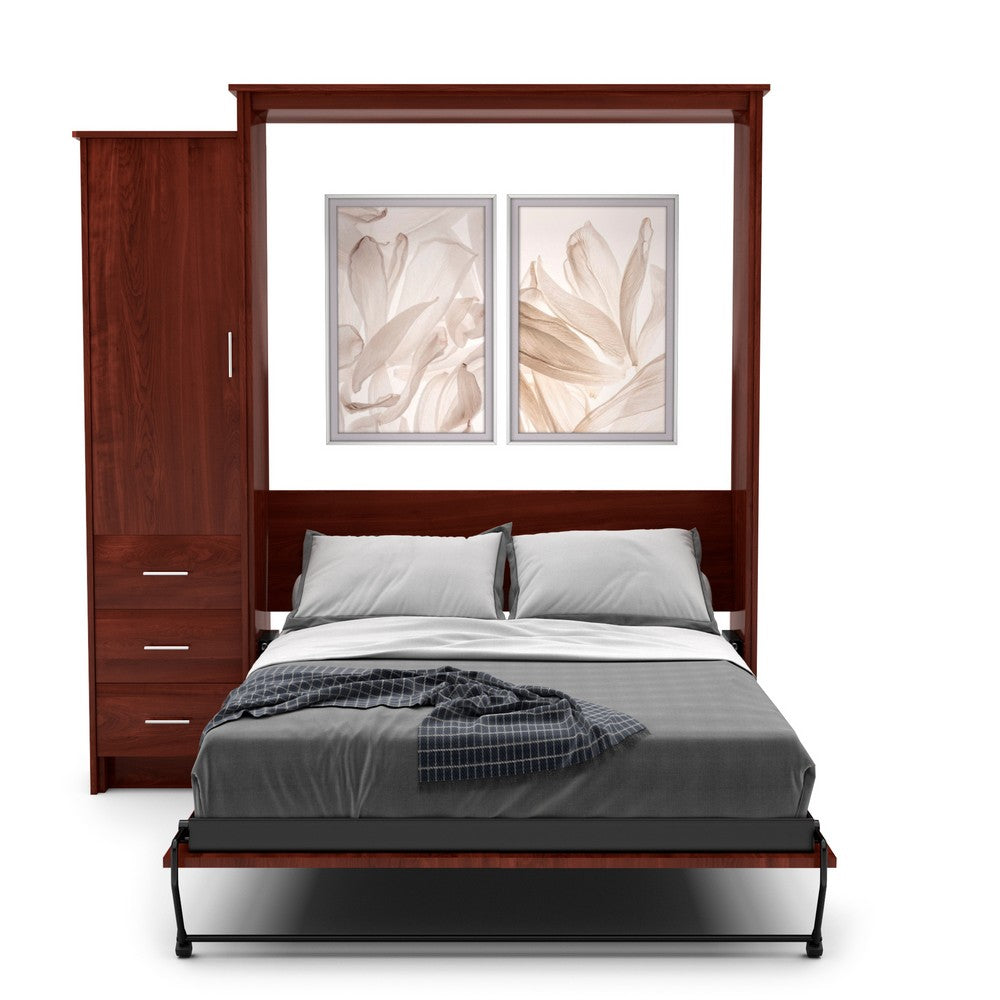 Full Size Murphy Bed - Left Cabinet, Slab Style, Brushed Nickel Pulls - Murphy Door, Inc.