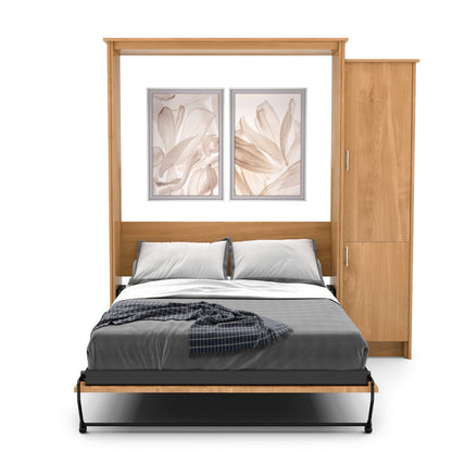Twin Size Murphy Bed - Right Cabinet, Slab Style, Brushed Nickel Pulls - Murphy Door