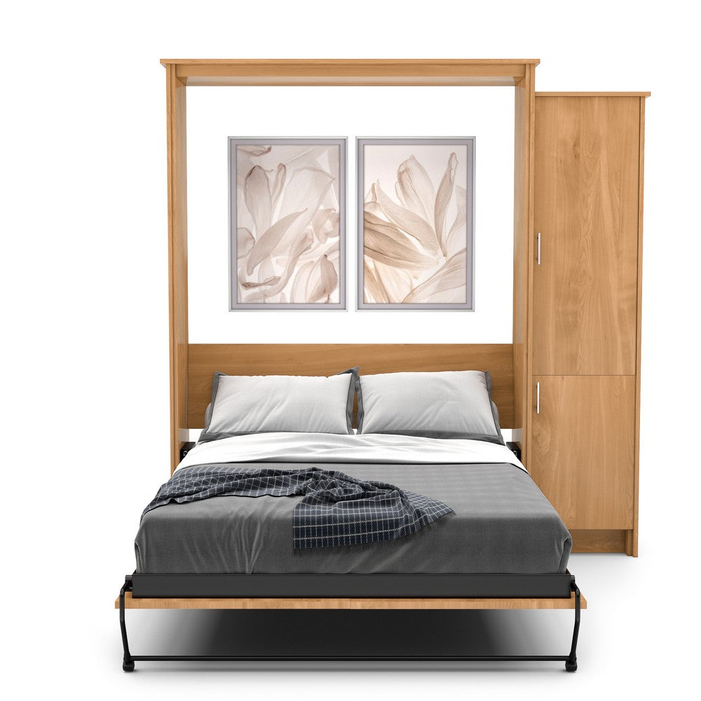 King Size Murphy Bed - Right Cabinet, Slab Style, Brushed Nickel Pulls - Murphy Door