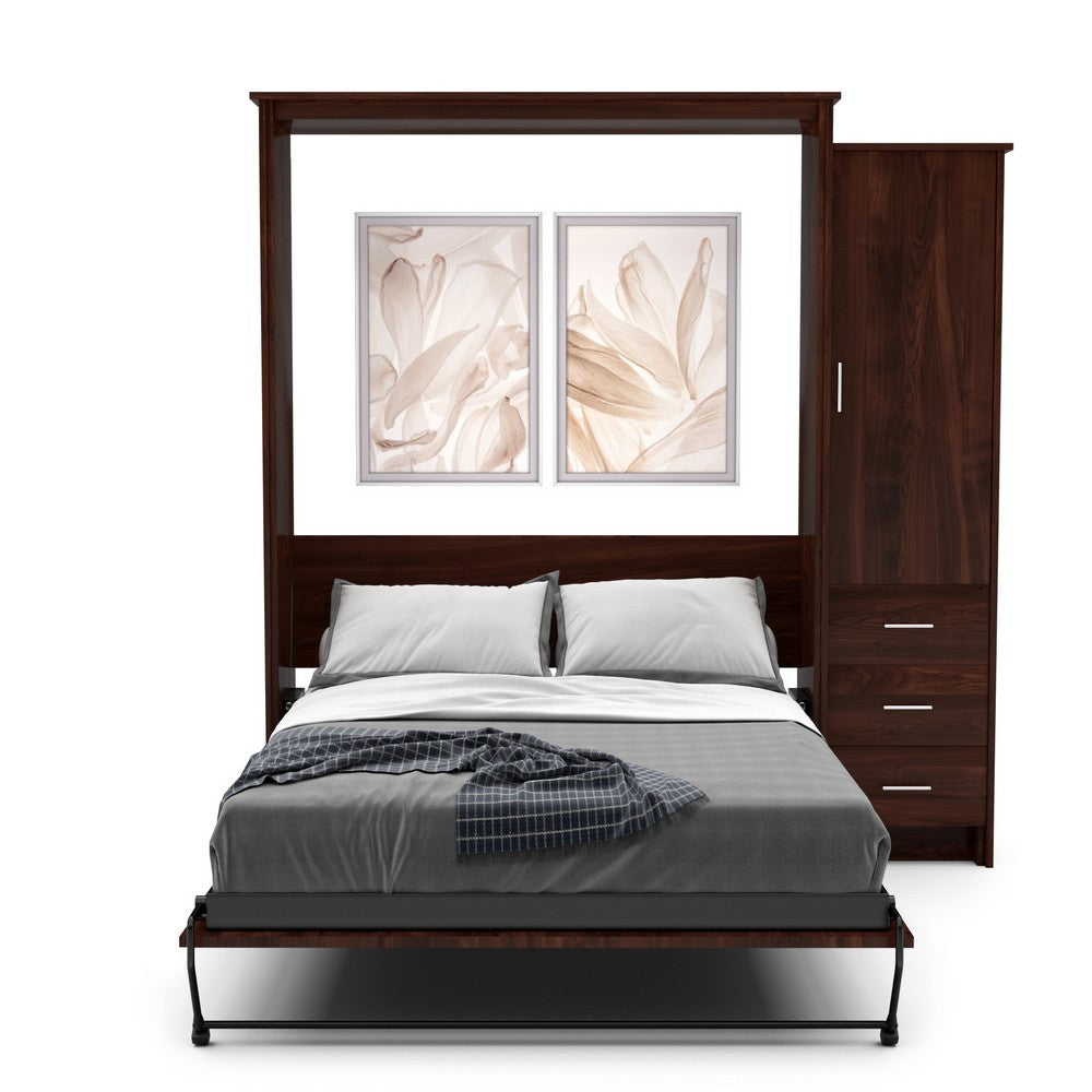 Full Size Murphy Bed - Right Cabinet, Slab Style, Brushed Nickel Pulls - Murphy Door