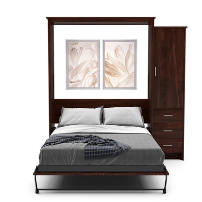 Queen Size Murphy Bed - Right Cabinet, Slab Style, Brushed Nickel Pulls