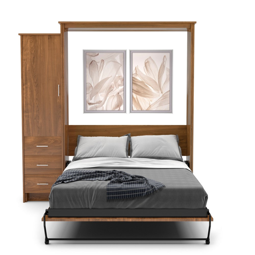 Full Size Murphy Bed - Left Cabinet, Slab Style, Brushed Nickel Pulls - Murphy Door, Inc.