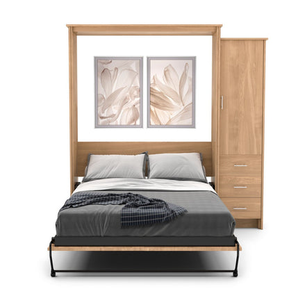 Queen Size Murphy Bed - Right Cabinet, Slab Style, Brushed Nickel Pulls