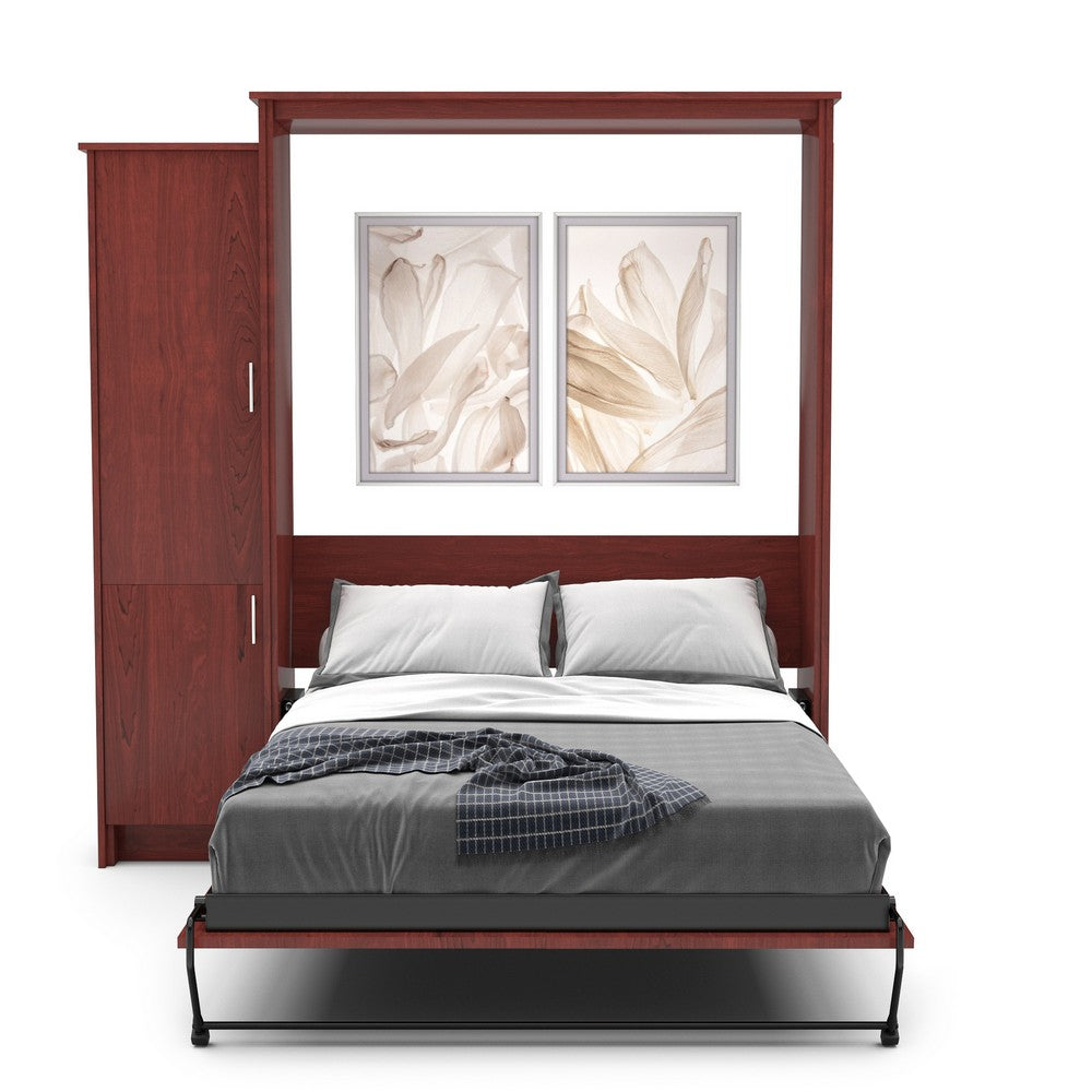 Queen Size Murphy Bed - Left Cabinet, Slab Style, Brushed Nickel Pulls - Murphy Door, Inc.