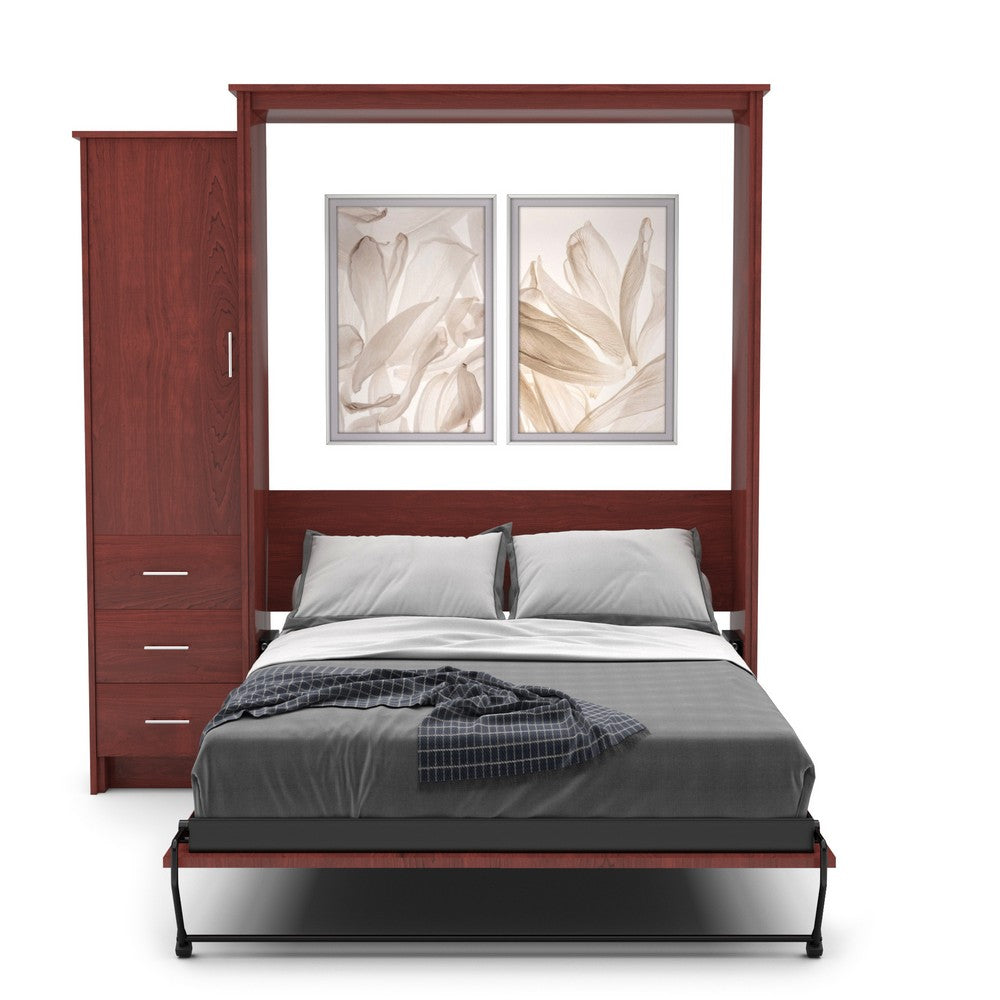 Queen Size Murphy Bed - Left Cabinet, Slab Style, Brushed Nickel Pulls - Murphy Door, Inc.