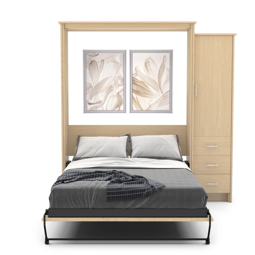 Twin Size Murphy Bed - Right Cabinet, Shaker Style, Brushed Nickel Pulls