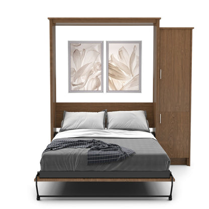 Twin Size Murphy Bed - Right Cabinet, Slab Style, Brushed Nickel Pulls - Murphy Door