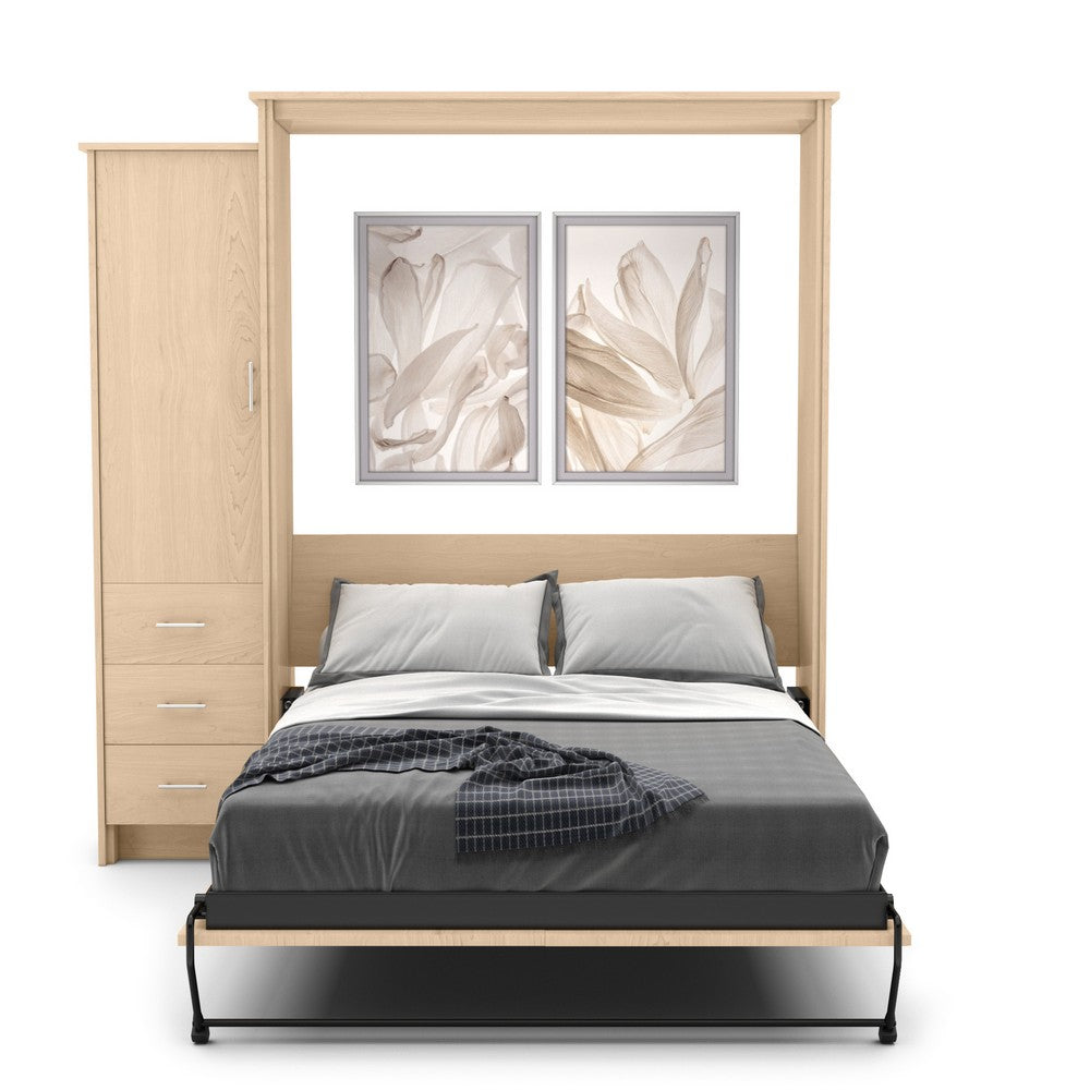 Queen Size Murphy Bed - Left Cabinet, Slab Style, Brushed Nickel Pulls - Murphy Door, Inc.