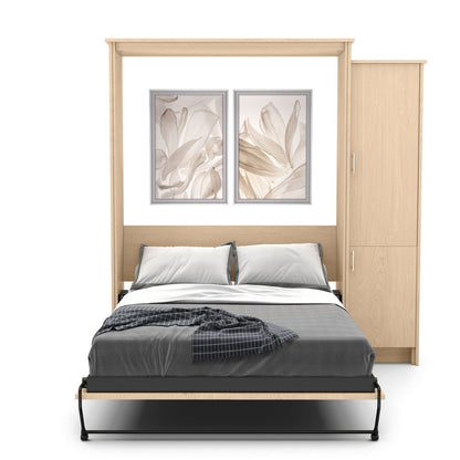 Twin Size Murphy Bed - Right Cabinet, Shaker Style, Brushed Nickel Pulls